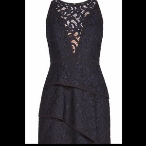 BCBG Hanna Scroll Lace Dress - Dark Navy